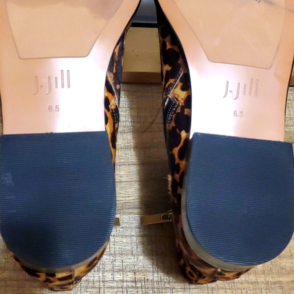 J. Jill Melodie Women's Tan Camel Leopard Print Calf Hair Zip Up Booties Sz 6.5 - Picture 10 of 11
